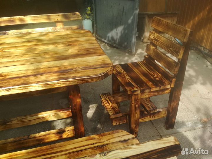 Стол и лавочки из массива сосны