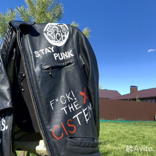 Ручная роспись косухи, кастом кожанная куртка