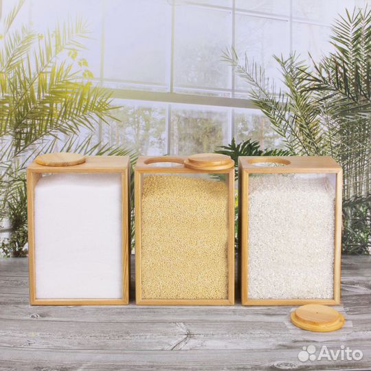 Банка для круп дерево/оргстекло