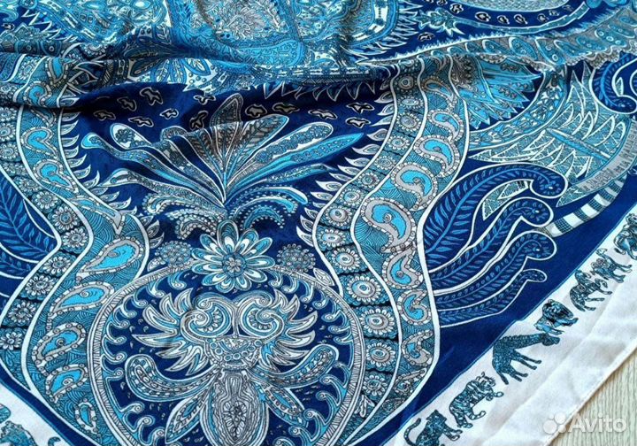 Новый Платок Шаль Etro Кашемир Теплый Голубой