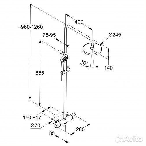 Душевая стойка kludi logo dual shower system с тер