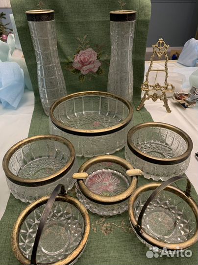 Хрустальные вазы с серебром винтаж СССР