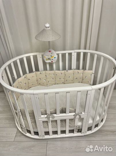 Детская кроватка трансформер круглая с маятником