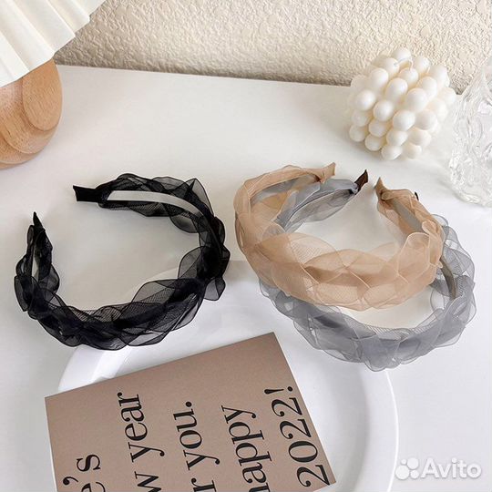 Ободок (обруч) для волос из органзы (3 вида)