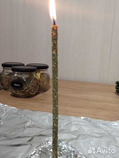 Свечи восковые с травами ручная работа