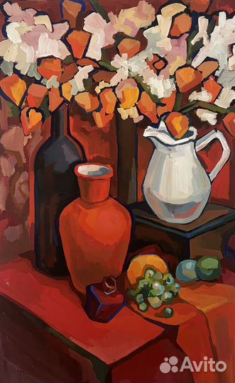 Живопись натюрморт красный