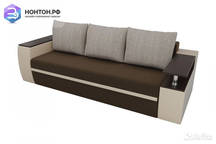 Диван еврокнижка Ричмонд корфу бежевый / коричневы