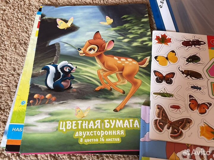 Наклейки,цветной картон и бумага