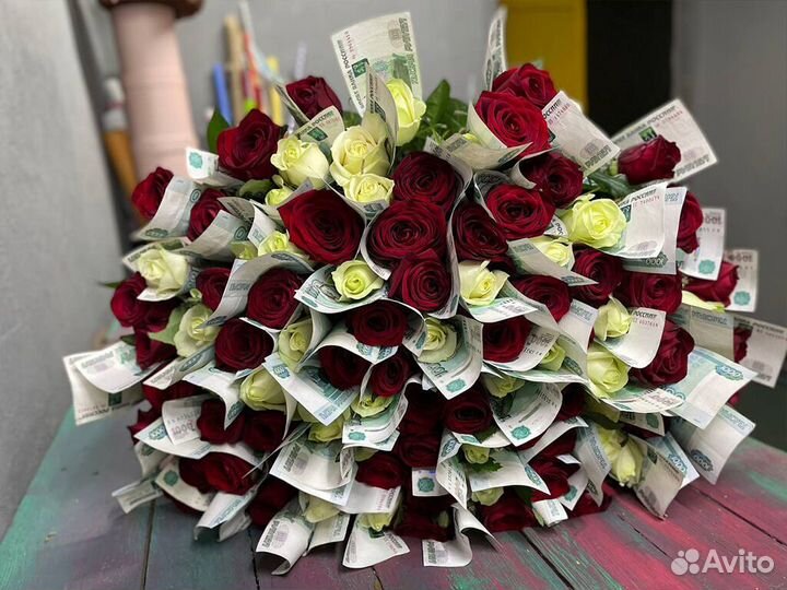 101 Роза цветы букет из денег