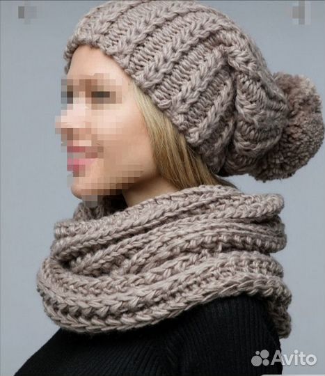 Комплект шапка и шарф снуд новый 54-58р