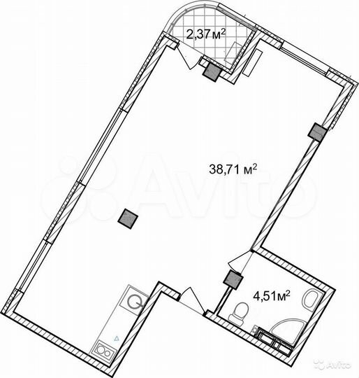 2-к. квартира, 46 м², 1/8 эт.