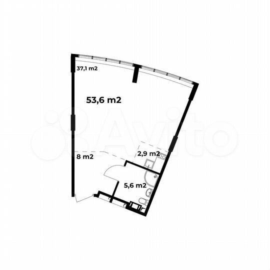 1-к. апартаменты, 53,6 м², 4/6 эт.