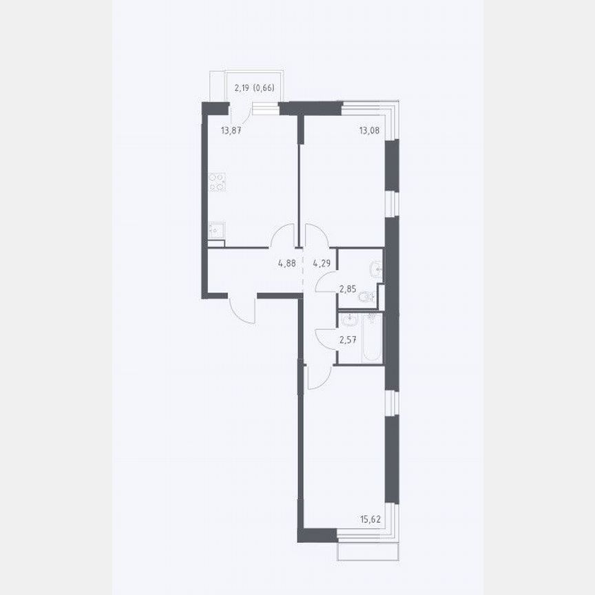 2-к. квартира, 57,9 м², 10/17 эт.