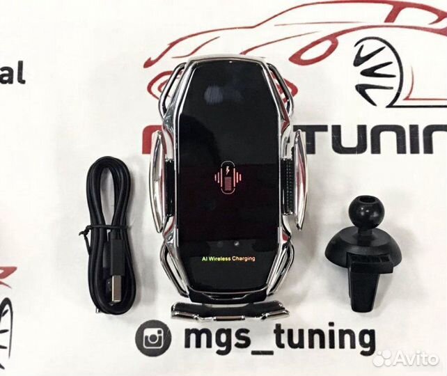 Беспроводная зарядка в авто 15W chrome