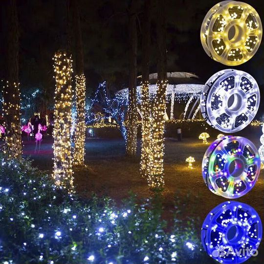 Уличные гирлянды длиной 50м/100м в круглых бобинах