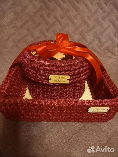 Вязаные корзинки ручной работы