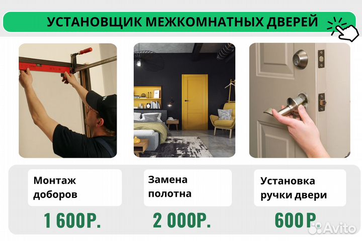 Установка межкомнатных дверей Установка ручек