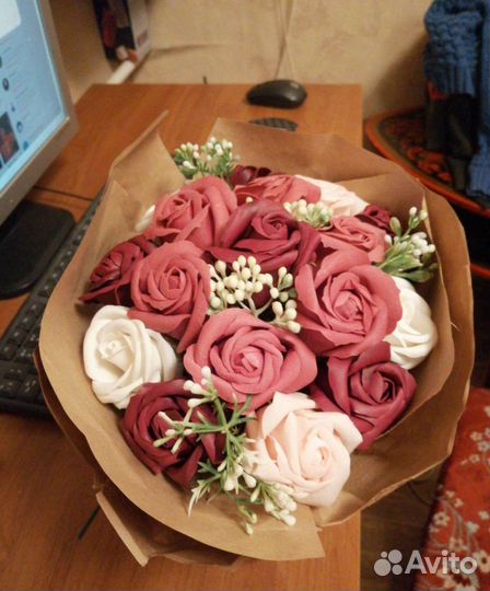 Букет роз из мыла