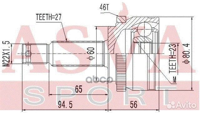 Шрус наружный 23x60x27 kacd2A46 asva
