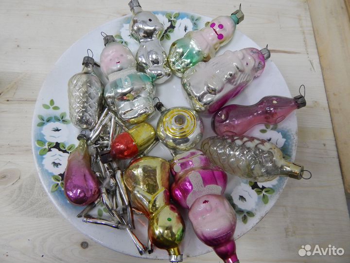 Елочные игрушки старинные стекло