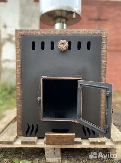 Печь для бани с камином конвектором