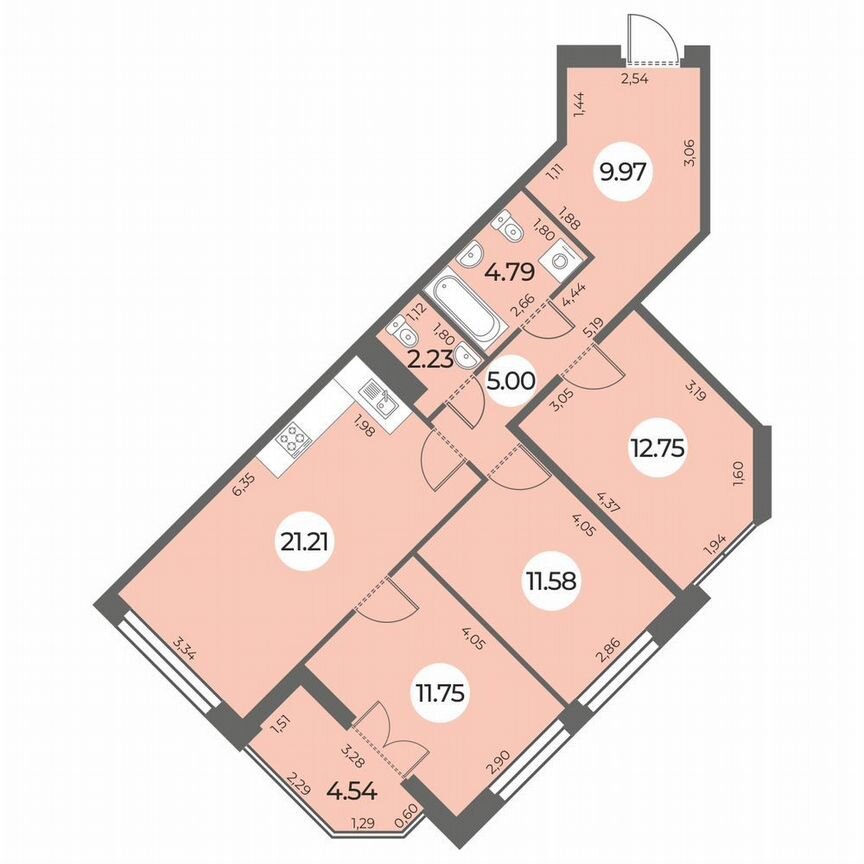 3-к. квартира, 81 м², 5/24 эт.
