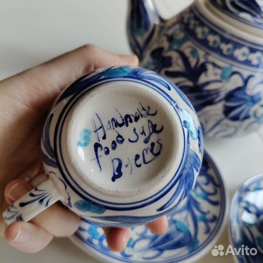 Заварочный чайник,2 блюдца и 2 чашки