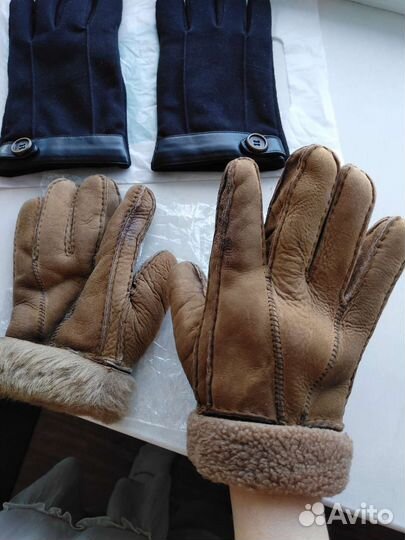 Перчатки муж. дублёные, натуральные, б/у
