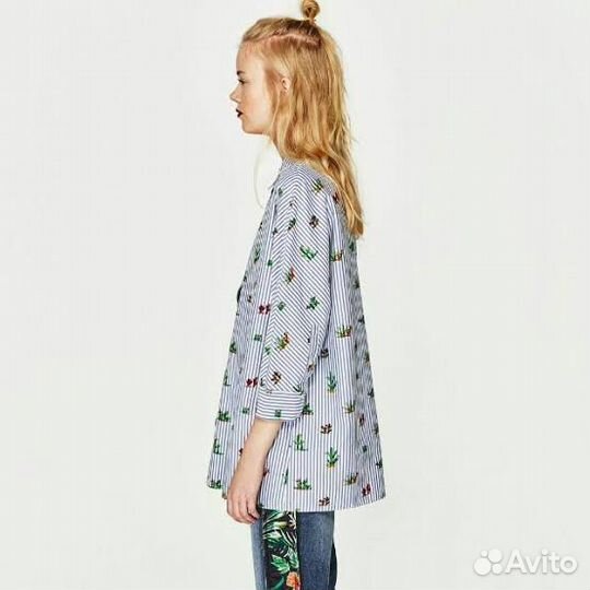 Рубашка в полоску zara oversize