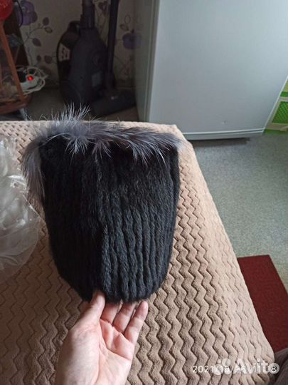 Шапка норка с чернобуркой