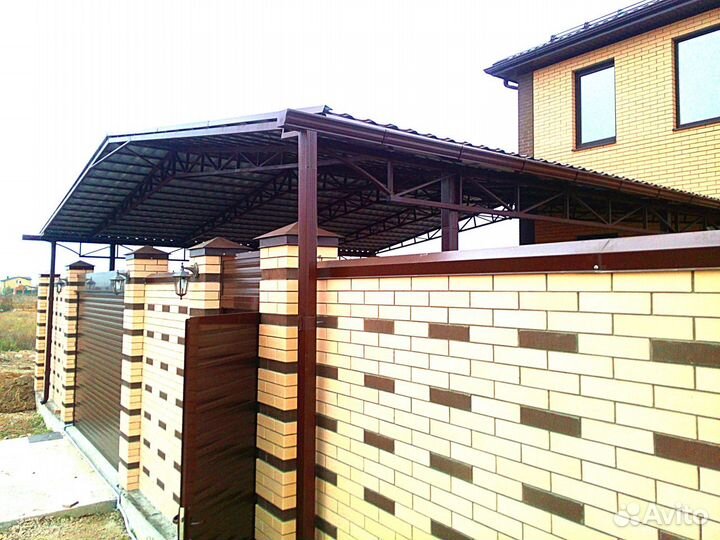 Навес двухскатный для автомобиля