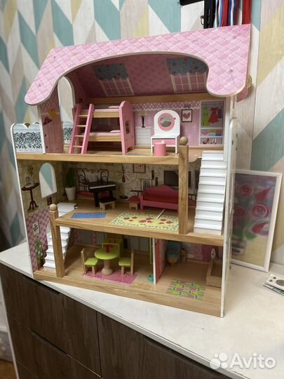 Кукольный игрушечный домик для Барби с мебелью
