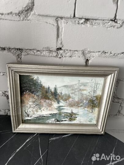 Картина маслом на холсте зимний пейзаж В. Кукса