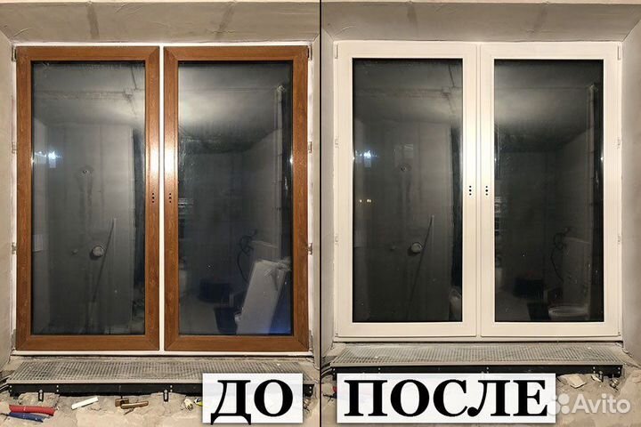 Покраска окон пфх и блоков кондиционера