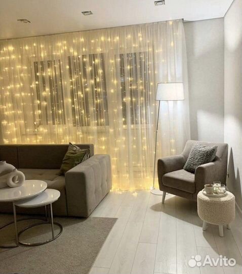 Гирлянда штора занавес 3х2м / Гарантия