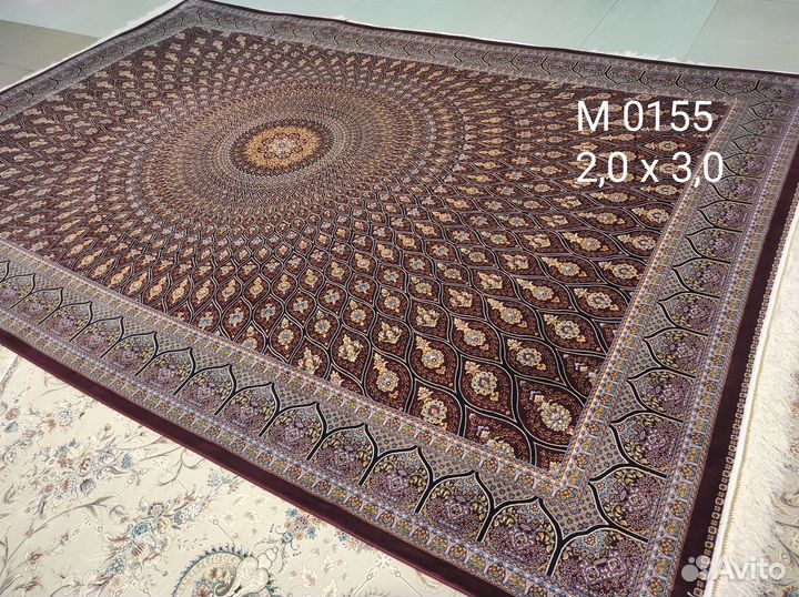 Иранский ковер Бамбуковый шелк бордовый Кум