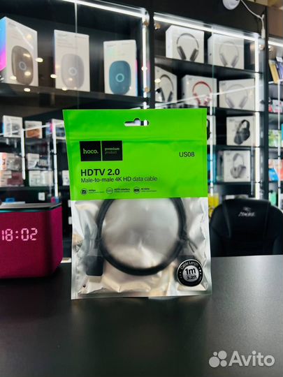 Hdmi Кабель Hoco US08 1.0м, 4K Video, PVC Черный