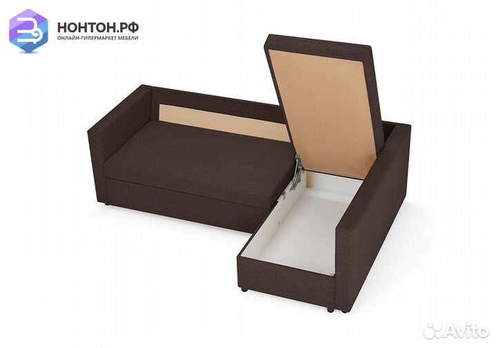 Диван угловой дельфин Мансберг лайт кофейный