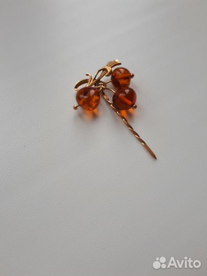 Брошь янтарная, винтаж СССР, новая