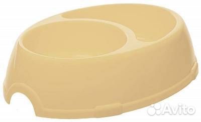 Миска двойная бежевая пластик 2х0,40л
