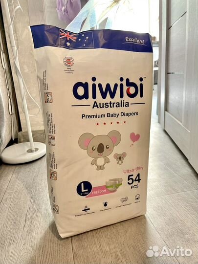 Подгузники новые awibi L 54 штуки