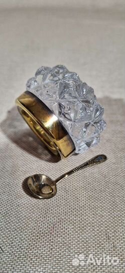 Серебряная солонка с ложечкой СССР