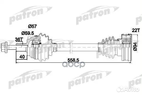 Полуось передняя левая 36x558x94 seat: altea 04