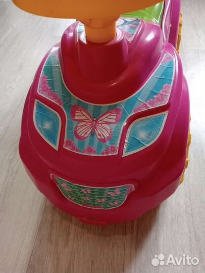 Машина каталка детская с ручкой пушкар технок