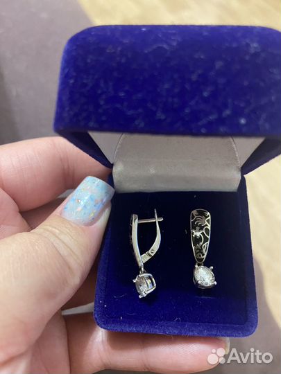 Серьги серебро/эмаль sokolov