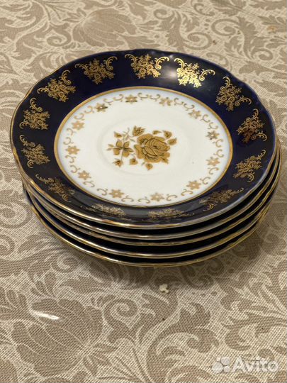 Блюдце чехия золотая роза