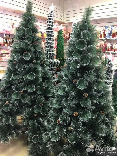 Елки искусственные. Гирлянды. Игрушки новогодние