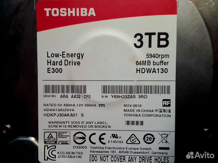 Жесткий диск 3 тб HDD 3Tb toshiba hdwa130