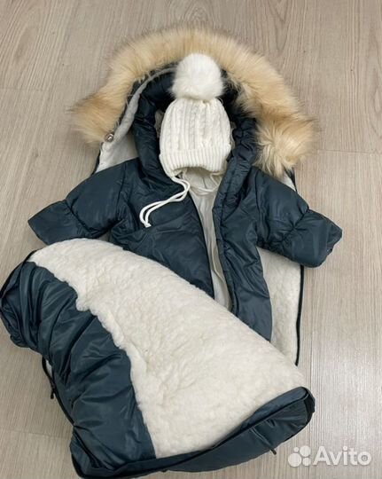 Зимний конверт + комбинезон для новорожденного