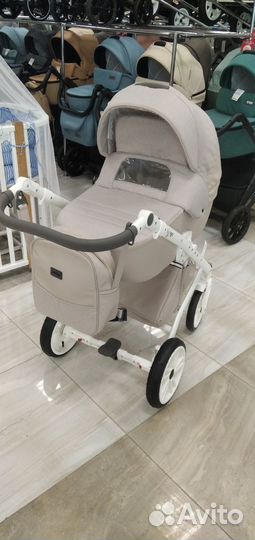 Коляска 2 в 1 Indigo porto po 03 (бежевая кожа+беж